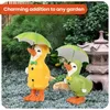 Guarda-chuvas 2 pacotes Dilly e Dally Garden Ducks Kit com ornamentos de guarda-chuva destacáveis ​​ao ar livre novidade em pé escultura