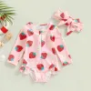 Maillots de bain mababy 6M3Y nouveau-né infantile enfant en bas âge bébé fille maillot de bain à manches longues volants fraise maillot de bain imprimé maillot de bain maillots de bain