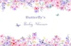 Butterflies Baby Shower Birthday Banner Pography Backdrops Colorful Watercolor Flowers Vinyl Po Booth Backgrounds for Childr5040112459231