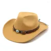 Beralar Moda Vintage Western Kovboy Şapkası Erkekler Kadınlar Jazz Sombrero Hombre Caps Cowgirl Panama