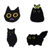 Brosches tecknad djur söta svarta katter emalj stift väska metall märken mode kreativa badge stift smycken barn gåva