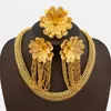 Комплект ожерелья и серег, эфиопские позолоченные украшения для женщин, роскошные кисточки и цепочки с кольцом, подарки в Дубае