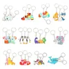 Porte-clés 3 pièces pendentif animal délicat ensemble familial puzzle porte-clés