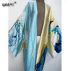 Kimonos Verano Kobiety Sukienka Print Done Cardigan Bluzka Kobieta Bluzka luźna swobodna plaża pokrywka boho sukienka Kaftan 240307