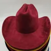 Classical Suede 10CM Large Brim Western Cowboy Fedora Hat For Women Men Church Jazz Hats Fashion Travel Party Hat 240228