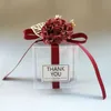 20st/Lot Present Box Flower Ribbon Romantic Transparent Candy Boxes Party Birthday Wedding Favors for Gäster PVC Packaging Bag 240304