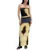 Abiti casual da donna 2 pezzi abiti estivi stampa tie-dye fascia corta e gonna lunga elastica vacanze streetwear abiti estetici