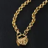 Women Pendant Necklace Chain 18k Yellow Gold Filled Padlock Heart Jewelry Gift High Quality Polished245C