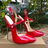 Dress Shoes Women Sandals 16cm Metal Super High Heels Stilettos Sexy Red Pumps Fetish Ankle Strap Show Model Club Party SM Man Unisex