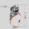 Trendy Rose Gold Color ring Big Gray Pearl Women Leaf Trendy jewellery drop anel anillos aneis bagues femme statement jewe260f