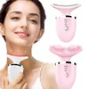 EMS Neck Face Beauty Massage Electric Micro Current Colors Light Face Roller Massage USB Charging Vibration Anti Wrinkle Fine Lines Lift Firm Skin