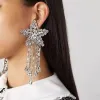 Pendard en cristal exagéré glousses grandes boucles d'oreilles broche Clip d'oreille en argent Femmes Europe Amérique Tendances de bijoux