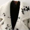 Women's Winter Warm Wool Faux Fur Sheep Cut Velvet Coat, Loose And Long Printed Fashionable Casual Windbreaker 293525