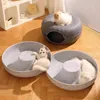 Pet Donut Felt Cat Nest Fun Interaktif Oyuncak Tüneli Eklenebilir Çift Katmanlı Kompozit Yapı Evrensel Kedi Baş Kesme Tasarımı 240226