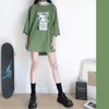 Fashion Summer Oversized TShirt MidLength for Women Casual Loose Short Sleeve Print Tee Shirt Female Tops Trend 2023 Clothing 240301