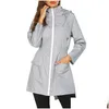 Vêtements de pluie Femmes Vestes longues Coupe-vent Sports de plein air Dames Manteau de pluie Porter Automne Rapidement sec Sport Sweats à capuche Zipper Wind-Jacket Drop Dhxzw