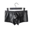 Underpants Boxer Shorts Leather Men Underpants Panties Y Briefs Trunk Metal Tight Bandage Underpant Gay Bikini Drop Delivery Apparel Dhir6