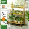 Vaser Patio Lawn Garden Balcony Organizer Planter Holder 2/3/4 Tier Foldbar Flower Pot Display Shelf Rack Bamboo Ladder Plant Stand Stand Stand Stand Stand