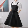 Femmes coton croix dos tablier avec poches jardinage travail robe chasuble cuisine cuisine bavoir peinture ongles fleuriste Salon blouse 240227