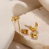 Stud Earrings Stainless Steel Gold Color Small Crescent Moon For Girl Women Daily Wearing Jewelry Cute Phase