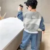 2-8 Jahre Baby Jungen Mode Kleidung Sets Frühling Herbst Kinder Denim Koreanischen Stil Anzug für Kinder Zwei-stück Toppant Set 240308