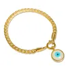 Necklace Earrings Set Stainless Steel Turkish Lucky Eye Blue Pendant Cuban Chain Bracelet For Women Girl Trendy Wholesales Jewelry