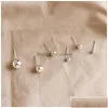 Charms semplici orecchini a forma di sfera rotonda in argento sterling 925 per le donne gioielli piercing all'orecchio orecchini a bottone brincos consegna goccia fine F F Dhzpm