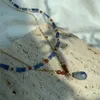Handgemaakte originele ontwerp ornamenten vrouwen gestapelde ketting trendy natuurlijke blauwe steen temperament sleutelbeen ketting set sieraden cadeau 240305