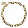 Grosso plano arredondado retângulo ouro-cor link corrente colar masculino feminino jóias de moda de aço inoxidável 1 peça 1180m
