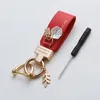 Keychains Fashion Leaf Shell Pendant Keychain Pu Leather Key Ring Women Hand Rope Car Telefon Charm Holder Par Present Trinket