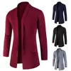 Suéteres para Hombre Suéter de Color sólido Cárdigan de Negocios británico Chaqueta Informal Versátil de Punto Slim Fit