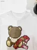 Yeni Çocuk T-Shirt Bebek Ayı Desen Bebek Tshirt Boyut 100-150 cm Tasarımcı Bebek Giysileri Yaz Güzel Pembe Erkek Kızlar Kısa Kollu Tees 24Mar