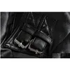 Men'S Fur & Faux Fur Mens Fur Punk Leather Jacket Black Slim Fit Motorcycle Lether Zipper Autumn Winter Coat Vintage Bike Drop Deliver Dhwyi