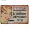 Metallmalerei Retro Metallschild Kaffee Blechschild Metall Wanddekorationen Vintage Café Wandtafel Retro Club Pub Bar Poster Dekor Kunst Malerei T240309