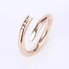 Nail Ring Classic Luxury Designer Love Ring Jewelry Mens and Women Titanium Steel Gold-Plated Gold Silver Rose Never Fade Lovers Par Rings Gift Size 5-11 NRJ