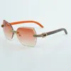 Fashionable micro cut lenses with full inlaid micro diamond sunglasses 8300817 high-quality natural orange wood leg sunglasses, size 60-18-135 mm