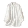 Women's Blouses Irregular Linen Long-sleeved Stand-up Collar Shirt Female 2024 Spring Korean Version Of The Chinese Style Arts And Culture L