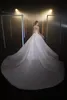 Vintage une ligne femmes robe de mariée col haut manches courtes robes de mariée Appliques balayage train robe sur mesure vestidos de novia