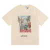 Rhude Zomer Merk Bedrukt T-shirt Heren Dames Ronde Hals T-shirts Lente Zomer High Street Style Kwaliteit Top Tees RHUDE Aziatische Maat S-XL Camiseta Casablanca -shirts