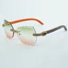 Fashionable micro cut lenses with full inlaid micro diamond sunglasses 8300817 high-quality natural orange wood leg sunglasses, size 60-18-135 mm