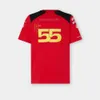 Мужские футболки fw23 2024 F1, новая гоночная форма, испанская команда Sainz № 55, футболка с круглым вырезом, высокое качество, настраиваемое имя, номер