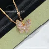 Naszyjnik designerski Vancf Naszyjnik luksus Diamond Agat 18K Gold Sterling Butterfly Full Diamentowy łańcuch mody Naszyjnik na żywo