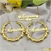 Hoop Huggie Hie Doremi One Name Earrings And Necklace Set Tile Chain Round Bamboo Custom Letter Personalised Gift Drop Delivery Jewelr Otkio