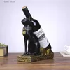 Decorative Objects Figurines NORTHEUINS Resin Egyptian Cat And Dog God Creative Wine Rack Bottle Holder Home Decoration Accessories Modern Figurines Interior T24