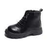 Boots Attrumn Winter Girls Shoes Boys Fashion Leather Kids Platfor