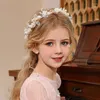 Hair Clips Girls Bridal Pearl Headdress Flower Wreath Bride Garland Head Hoop Headbands Jewelry Children Gifts Wholesale