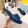 Designer Elegant Electropated Baking Heel Low Heels 3cm Casual Bekväm utomhusmjuka sommar Sandaler Fashion Beach Slippers