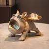 Decorative Objects Figurines Nordic Decor Sculpture Dog Big Mouth French Bulldog Butler with Metal Tray Table Decoration Statue for Live Room Dog Bulter T240309