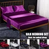 Luxury Pure Satin Silk Bedding Set Soft Reversible Hypoallergenic Bed Sheet Set 3 4 PCS Flat Sheet Montered Twin Full Queen King Siz219k