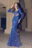 Sparkly Mermaid Evening Dresses Sequins Prom Dress Illusion Sweetheart Neck Long Sleeve Formal Dress for Special Occasion YD